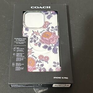 Coach purple floral iPhone 15 pro case